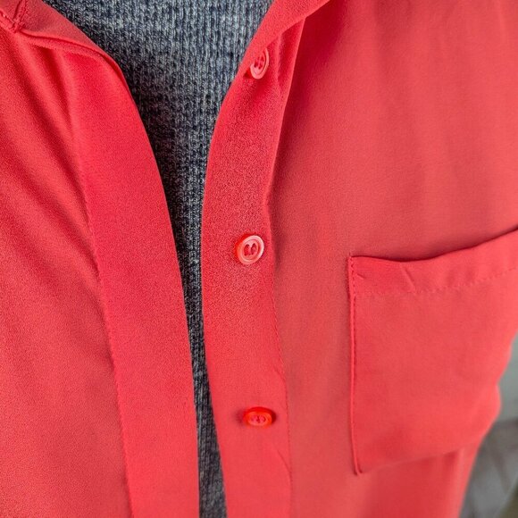 Metaphor Coral Pink Short Sleeve Button Down Top XS - Picture 2 of 6